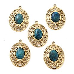 Ляпис-Лазурь 304 подвески из нержавеющей стали, овальные подвески из натурального лазурита, реальный 14 k позолоченный, 21x15x5.5~6.5 мм, отверстие : 1.5 мм