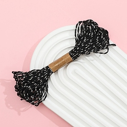 Черный Двухцветные хлопковые нити с эффектом металлик, макраме шнур, декоративные нитки, для поделок ремесел, упаковка подарков и изготовление ювелирных изделий, чёрные, 1.5 мм, около 10.94 ярдов (10 м) / моток