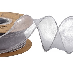 Темно-Серый Полиэстер органза лента, для упаковки подарков, изготовление галстука-бабочки, плоский, темно-серый, 1-5/8 дюйм (40 мм), около 9.84 ярдов (9 м) / рулон