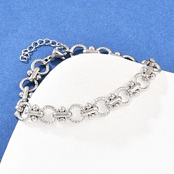 Нержавеющая Сталь Цвет 304 женские браслеты-цепочки со звеньями из нержавеющей стали, кольцо, цвет нержавеющей стали, 6-7/8 дюйм (17.4 см), удлинитель 29мм