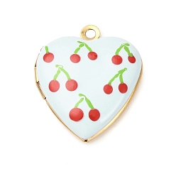 Вишня 304 подвески-медальоны из нержавеющей стали в форме сердца, с эмалью, реальный 18 k позолоченный, ионное покрытие (ip), без кадмия, без никеля и без свинца, вишня, 22.5x19x6.5 мм, отверстие : 1.7 мм