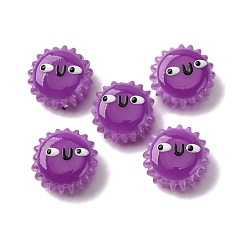 Темно-Фиолетовый Бусины из стеклянной эмали, окрашенные методом запекания, бусины ручной работы, подсолнечник с плоским круглым, темно-фиолетовый, 15.5x7.5 мм, отверстие : 1.2 мм