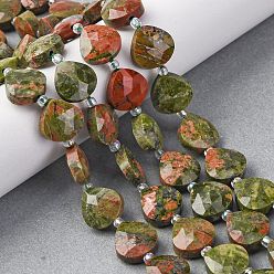 Унакит Природные Unakite бисер нитей, граненое сердце, с бисером, 12x12x5 мм, отверстие : 1.2 мм, около 12 шт / нитка, 6.50'' (16.5 см)