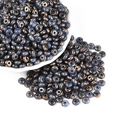 Светлый Стально-синий Пикассо стеклянные бусины, круглое отверстие, рондель, светло-стальной синий, 6~6.5x3 мм, отверстие : 1.4 мм, Около 2500 шт / фунт