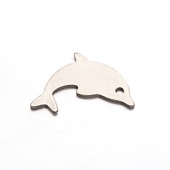 Нержавеющая Сталь Цвет Устойчивые к потускнению подвески из нержавеющей стали с изображением дельфина 304, цвет нержавеющей стали, 17.5x11.5x0.8 мм, отверстие : 1 мм