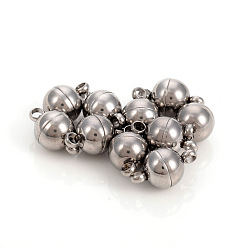 Нержавеющая Сталь Цвет Устойчивы к потускнению 201 магнитные застежки из нержавеющей стали с петлями, круглые, цвет нержавеющей стали, 10.5x6 мм, отверстие : 1.6 мм