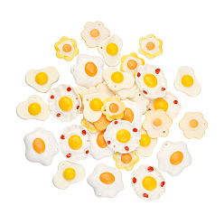 Белый 50 шт 5 стили подвески из непрозрачной смолы, играть в еду, имитация еды, жаренное яйцо, белые, 16~21.5x17~26x4~6.5 мм, отверстие : 1.5 мм, 10 шт / стиль