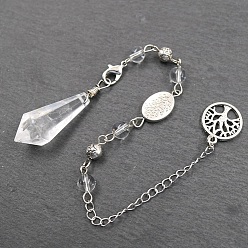 Хрусталь Природный кварцевый кристалл конусный шестиугольный заостренный маятник для биолокации, с чарами Древа Жизни, для лозоходства и гадания, 190 мм