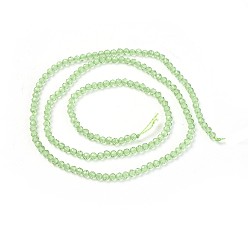Light Green Transparent Glass Beads Strands, Faceted, Round, Light Green, 2mm, Hole: 0.5mm, about 164~182pcs/strand, 14.8~15.7 inch(37.5~40cm)
