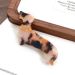 Кокосово-Коричневый Заколки для волос с когтями из ацетата целлюлозы (смола), со стразами, собака, аксессуары для волос для женщин и девочек, кокосового коричневый, 79x44 мм