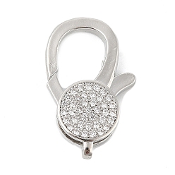 Платина Латунный микро pave прозрачный кубический цирконий лобстер, стойки покрытие, долговечный, без кадмия и без свинца, плоско-круглые, платина, 29.5x18x6.5 мм, отверстие : 1.5 мм