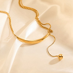 Настоящее золото 18K Луна и круг 304 ожерелья с подвесками из нержавеющей стали, Lariat ожерелья, реальный 18 k позолоченный, 17.40 дюйм (44.2 см)