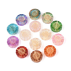 (52) Непрозрачная лаванда Прозрачные стеклянные бусины для выпечки, подсолнечник, золотой металл обвитыми, разноцветные, 12.5~13x5 мм, отверстие : 1.2~1.4 мм