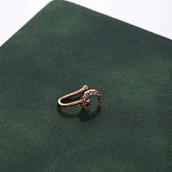 Луна Латунные хрустальные стразы клипсы на кольца для носа, нет пирсинга в носу, ювелирные изделия, розовое золото , луна, 10x5 мм