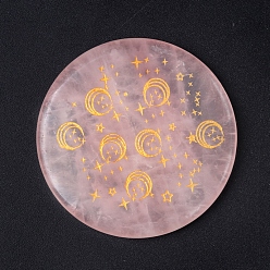 Луна Натуральный розы украшения кварц дисплей, украшение домашнего офиса, плоско-круглые, луна, 55 мм