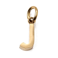Letter J 304 Edelstahl Reize, Brief Reize, poliert, Ionenbeschichtung (ip), echt 18 k vergoldet, Buchstaben j, 8x3x2 mm, Bohrung: 2.5 mm