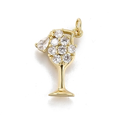 Прозрачный Латунные микро проложить кубического циркония подвески, без кадмия, без никеля и без свинца, бокал прелести, реальный 18 k позолоченный, прозрачные, 22x15x4 мм, отверстие : 3.4 мм