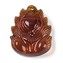 Седло Коричневый Стеклянные подвески, лиса прелести, седло коричневый, 30x24x10 мм, отверстие : 1 мм