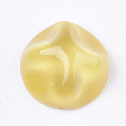 Gold Resin Cabochons, Imitation Cat Eye, Waved Half Round, Gold, 12x6.5mm