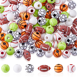 (52) Непрозрачная лаванда 120 шт 6 стили ремесленного стиля акриловые бусины, спортивные бусы, разноцветные, 11~12x9~16.5 мм, отверстие : 3~4 мм, 20 шт / стиль