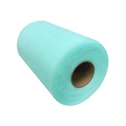 Aqua Deco Mesh Ribbons, Tulle Fabric, Tulle Roll Spool Fabric For Skirt Making, Aqua, 6 inch(15cm), about 100yards/roll(91.44m/roll)