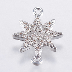 Платина Латунные микро проложить кубических ссылки циркония, без свинца и без кадмия, звезда, платина, 16x11x1.5 мм, отверстие : 1 мм
