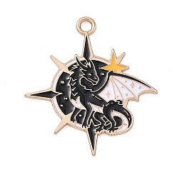 Солнце Подвески из эмали и сплава, дракон, золотые, солнце, 30x27x1.2 мм, отверстие : 2 мм