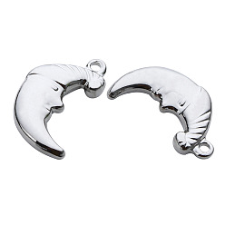 Луна Подвески из нержавеющей стали, не тускнеющие, цвет нержавеющей стали, луна, 19x11 мм, 10 шт / комплект