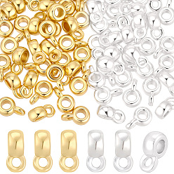 Mixed Color 80Pcs 2 Colors Brass Tube Bails, Loop Bails, Cadmium Free & Lead Free, Barrel, Mixed Color, 6x3.8x3mm, Hole: 1.2mm, 40pcs/color