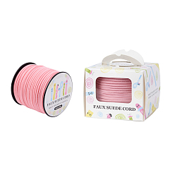 Pink Шнуры из искусственной замши, искусственная замшевая кружева, бумажная коробка упаковка, розовые, 3.0x1.4 мм, о 98.43yards / рулон (90 м / рулон)