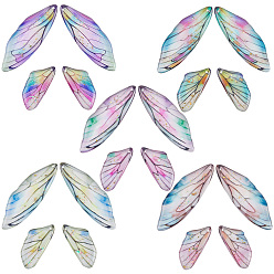 (52) Непрозрачная лаванда 5 наборы 5 подвески из эпоксидной смолы, подвеска в виде крыла бабочки, с золотой фольгой и блеском, разноцветные, 49x16.5x2~3 мм, отверстие : 1 мм, маленькие крылья: 29x13x2.5~3мм, 1 набор / цвет
