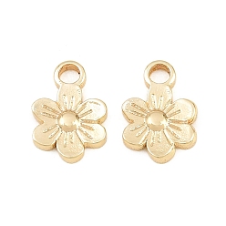 Oro 304 encantos de acero inoxidable, encantos de la flor, chapado en rack, larga duración plateado, dorado, 13x10x2 mm, agujero: 2.5 mm