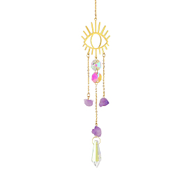 Eye Железные полые большие подвесные украшения, подвесные ловцы солнца, k9 хрустальное стекло, с латунной фурнитурой , для сада, свадьба, световой орнамент, глаз, 400 мм