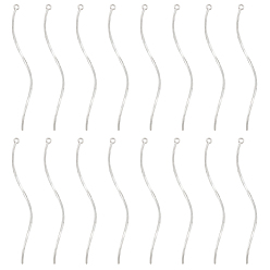 Платинированный 16 латунные подвески шт., твист волны прелести, для серьги решений, Реальная платина, 53x2.5x1 мм, отверстие : 1 мм