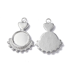 Нержавеющая Сталь Цвет Устойчив к потускнению 304 подвеска из нержавеющей стали с кабошоном, плоский круглый с подвеской в виде сердца, цвет нержавеющей стали, круглом подносе: 8 mm, 20x14x2 мм, отверстие : 1.8 мм