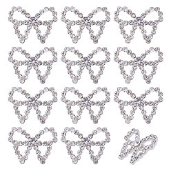 Платина 12шт. 1-образные кнопки из сплава стекла с отверстием под ножку, бантом, платина, 17.5x23.5x6.5 мм, отверстие : 1.8 мм