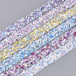 (52) Непрозрачная лаванда Самоклеящаяся лента из смолы со звездочками и плоскими круглыми краями, с блестка, для аксессуаров костюма, пояс украшение, разноцветные, 14~15x1.5 мм, 1 м / пачка