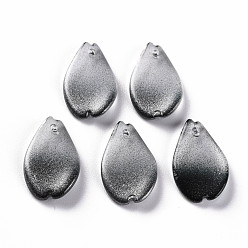 Черный Прозрачный лак окрашенные стеклянные подвески, с блеском порошок, Petaline, чёрные, 16x9.5x2 мм, отверстие : 1 мм