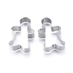 Stainless Steel Color Tarnish Resistant 304 Stainless Steel Christmas Cookie Cutters, Cookies Moulds, DIY Biscuit Baking Tool, Christmas Gingerbread Man, Stainless Steel Color, 83x52mm