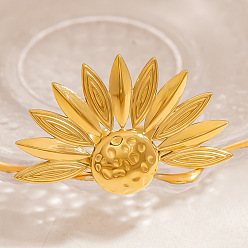 Золотой Цветок 304 регулируемые манжеты из нержавеющей стали для женщин, золотые, 27x41 мм, внутренний диаметр: 18 мм