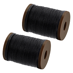 Черный 90М круглый вощеный шнур из полиэстера, для diy craft, чёрные, 0.5 мм, около 98.43 ярдов (90 м) / рулон