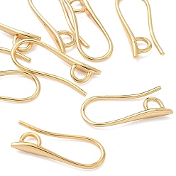 Real 18K Gold Plated SHEGRACE Brass Earring Hooks, Ear Wire, with Loop, Cadmium Free & Nickel Free & Lead Free, Long-Lasting Plated, Real 18K Gold Plated, 18~19x2.5mm, Hole: 2.5mm, Pin: 0.8mm