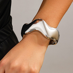 Платина Шарнирные браслеты из сплава для женщин, платина, 5/8~1-5/8 дюйм (1.7~4 см), внутренний диаметр: 2-3/8~2-1/2 дюйм (6~6.5 см)