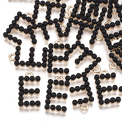 Letter E Acrylic Pendants, with Alloy Findings, Letter, Light Gold, Black, Letter.E, 17.5x10x3.5mm, Hole: 1.8mm