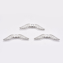 Silver Tibetan Style Alloy Beads, Wing, Silver, Lead Free, Nickel Free and Cadmium Free, 51x14x4mm, Hole: 2mm, about 370pcs/1000g