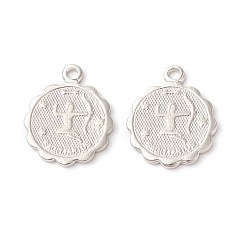 Стрелец Латунь прелести, стойки покрытие, плоские круглые с двенадцати созвездий, Стрелец, 14x11.5x1 мм, отверстие : 1.2 мм