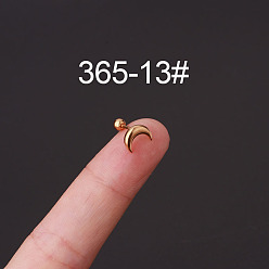 Луна 316l серьги из хирургической нержавеющей стали для хряща, золотые, двойной рог, 6 мм, штифты : 0.8 мм