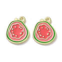 Светло-Коралловый Эмалевые подвески из фруктового сплава, псидиум гуаяве, золотой свет, свет коралловый, 16x13x1.5 мм, отверстие : 1.4 мм