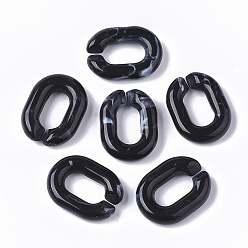 Черный Акриловые связей кольца, разъемы для быстрой связи, для изготовления ювелирных цепочек, Стиль имитация драгоценных камней, овальные, чёрные, 19x14.5x4.5 мм, Внутренний диаметр: 10x5.5 мм, о 620 шт / 500 г