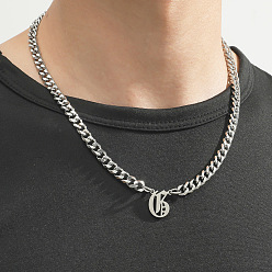 Letter G 304 кубинские звенья цепи с подвеской из нержавеющей стали, цвет нержавеющей стали, не тускнеет, Буква G, 19.69 дюйм (50 см)